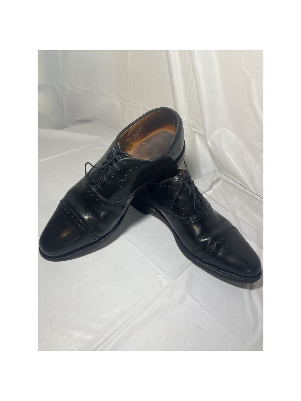 Allen Edmonds 9.5 B Mens Dress Shoes Hale Black Leather Brocade Oxfords ($425) - Picture 5 of 15